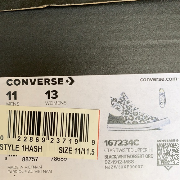 CONVERSE CTAS TWISTED UPPER HI BLACK/WHITE/DESERTM - Picture 15 of 15